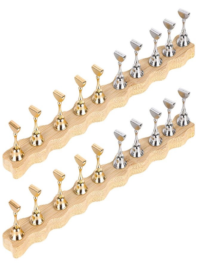 Tbestmax 2 Sets Nail Holder Stand for Press on Nails Display Wooden Wave Shape Nails Holder - Image 1
